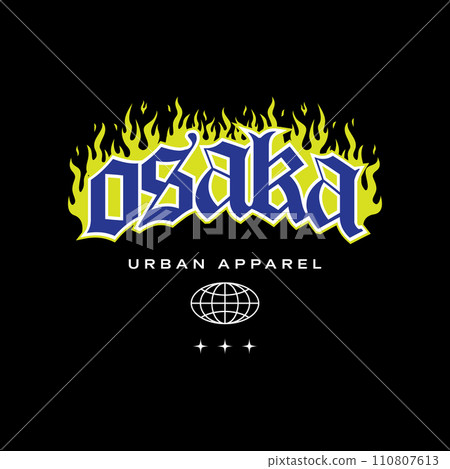 Osaka Tokyo Japan vintage t-shirt streetwear. Typography slogan tshirt design. Vector illustration. 110807613