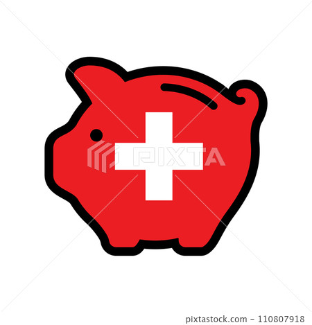 Flag of Switzerland, piggy bank icon 110807918