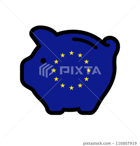 Flag of European union, piggy bank icon 110807919
