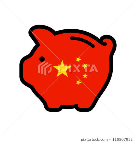 Flag of China, piggy bank icon, vector symbol 110807932