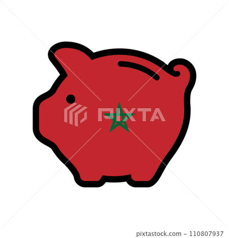 Flag of Morocco, piggy bank icon, vector symbol 110807937