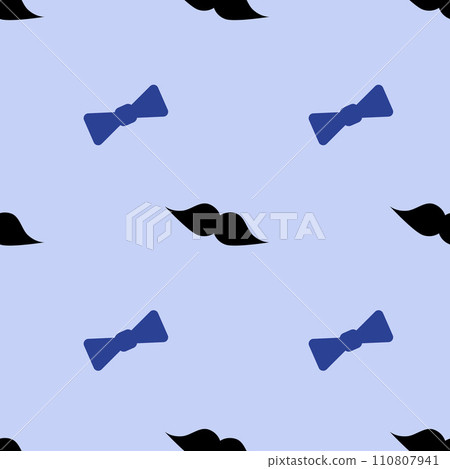 Mustache and bow tie, seamless pattern, vector. 110807941