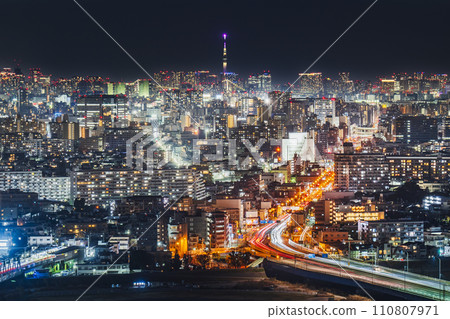 從川崎眺望東京夜景【神奈川縣川崎市】 從川崎眺望東京夜景【神奈川縣川崎市】 110807971