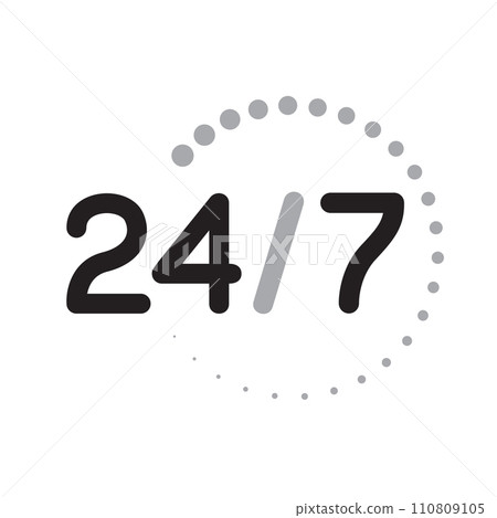 Work services 24 hours 7 days round sign symbol 110809105