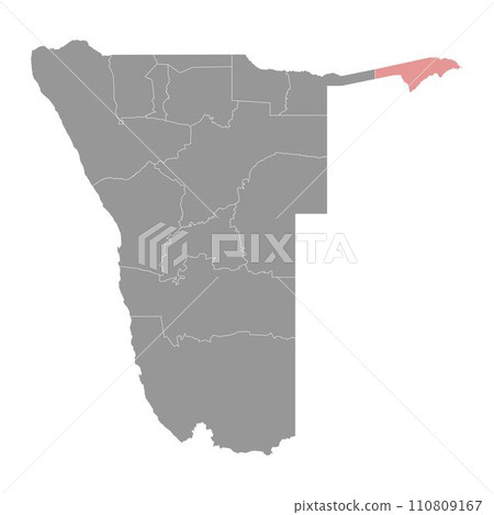 Zambezi region map, administrative division of Namibia. Vector illustration. 110809167