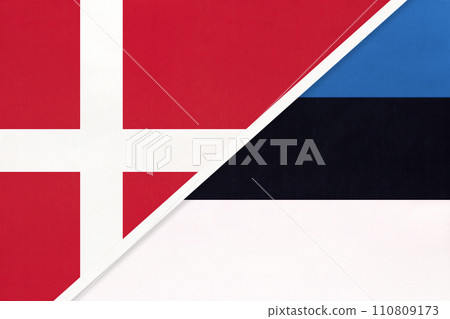 Denmark and Estonia, symbol of country. Danish vs Estonian national flags. 110809173
