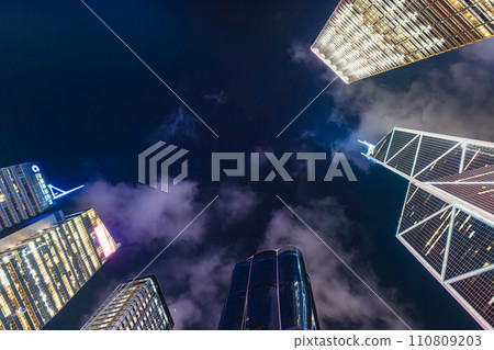 香港商業中心中環晚上 110809203