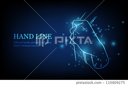 Human hand line, different hands, gestures and signs, digital business concept, futuristic digital innovation background vector illustration. Human hand line, different hands, gestures and signs, digital business concept, futuristic digital innovation background vector illustration. 110809275