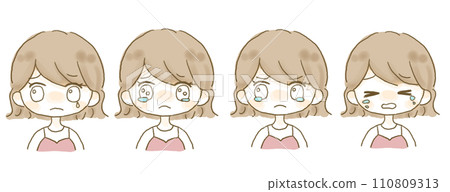 哭泣的婦女的插圖集 110809313