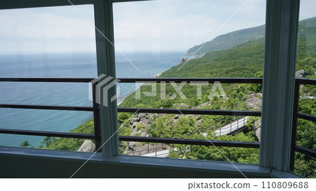 The Sea of Japan seen from Ofuyumisaki Observation Deck in Mashike, Hokkaido 110809688