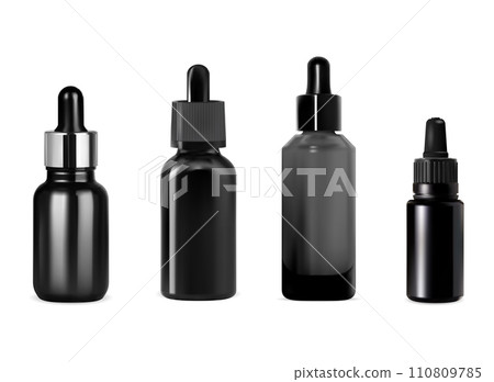 Black serum bottle. Pipette dropper bottle mockup 110809785