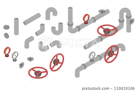 Isometric illustration: piping set 110810186