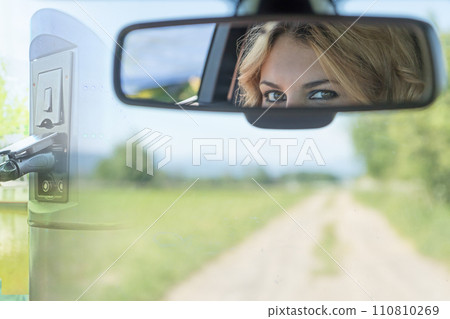 Stress from not reaching the destination by car concept. Stress from not reaching the destination by car concept. 110810269