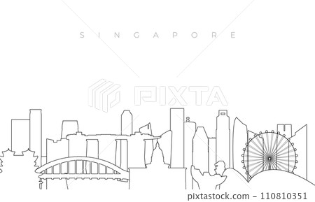 Outline Singapore skyline.  110810351