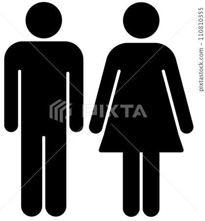 黑色廁所性別標記插畫/圖示素材 110810355