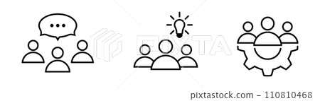 Discussion, idea, teamwork line icon set in flat Discussion, idea, teamwork line icon set in flat 110810468