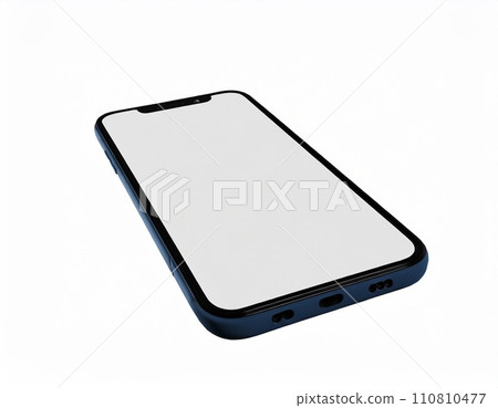 Navy-frame smartphone body. White background. AI-generated image. 110810477