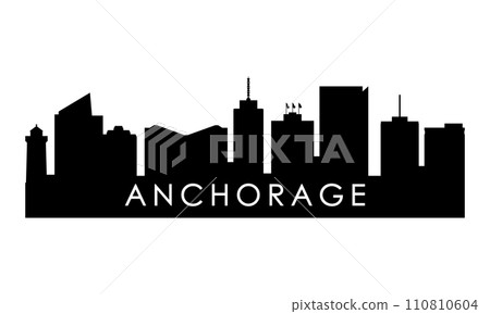 Anchorage skyline silhouette. 110810604