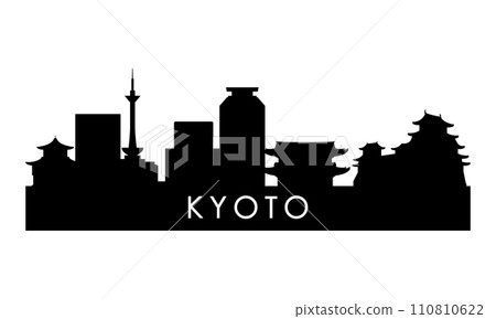 Kyoto skyline silhouette.  110810622