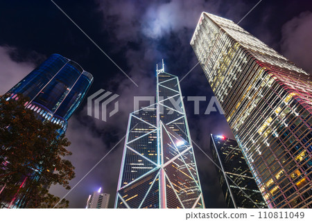 Hong Kong business center Central at night 110811049
