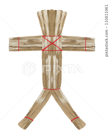 Red string straw doll white background_vertical Red string straw doll white background_vertical 110811061