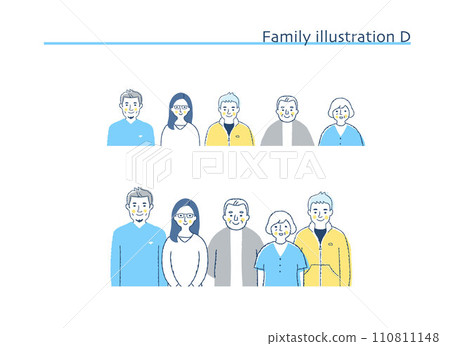 微笑的家庭上半身和圖示 D 110811148