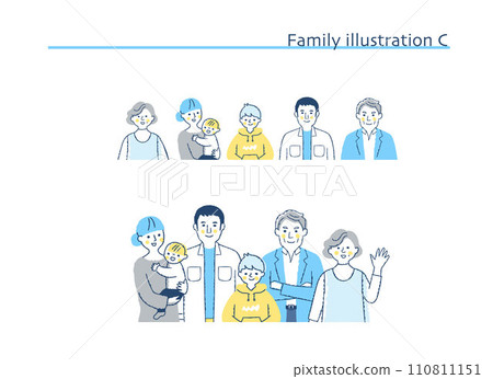 Smiling family upper body and icon C 110811151