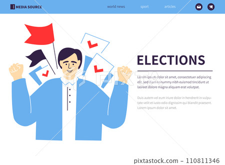 Elections and voting - colorful flat design style banner Elections and voting - colorful flat design style banner 110811346