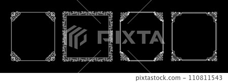 Set of decorative frames Elegant vector element for design in Eastern style, place for text. Floral black and white borders. Lace illustration for invitations and greeting cards. Set of decorative frames Elegant vector element for design in Eastern style, place for text. Floral black and white borders. Lace illustration for invitations and greeting cards. 110811543