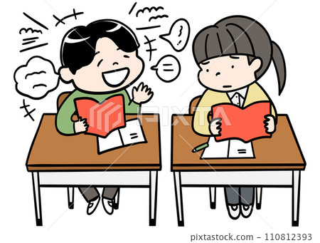 教室裡坐在我旁邊的孩子不停地說話。 110812393