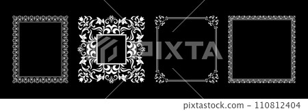 Set of decorative frames Elegant vector element for design in Eastern style, place for text. Floral black and white borders. Lace illustration for invitations and greeting cards. Set of decorative frames Elegant vector element for design in Eastern style, place for text. Floral black and white borders. Lace illustration for invitations and greeting cards. 110812404