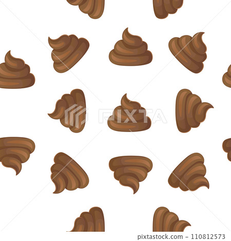 Seamless poop pattern Cartoon shit isolated on white background in flat cartoon style. Stock vector illustration 110812573