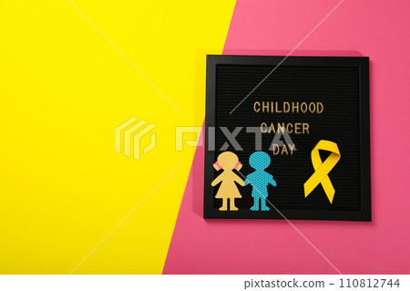 Black board with the inscription Childhood Cancer Day Black board with the inscription Childhood Cancer Day 110812744