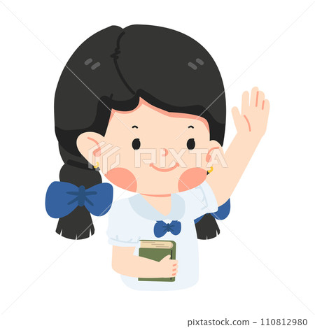 Kid Girl student Raising Hand cartoon Kid Girl student Raising Hand cartoon 110812980