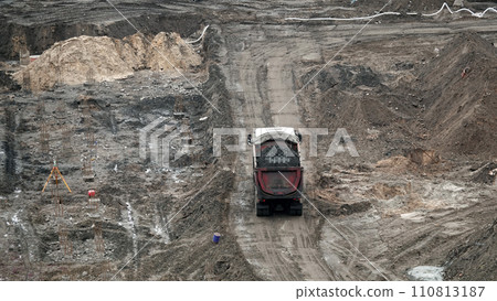 Kiev, Ukraine March 13, 2019:  Tractors and excavators work on the construction of the foundation zero cycle 110813187