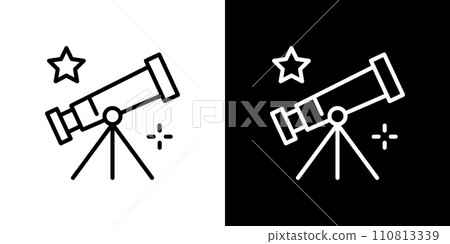 Simple astronomical telescope icon 110813339
