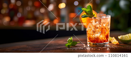 AI-generated content. Bar menu photo - cocktail with bar background 110814161