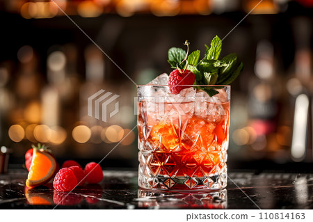 AI-generated content. Bar menu photo - cocktail with bar background 110814163