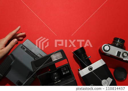 Retro cameras, shooting on retro cameras concept 110814437