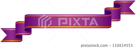 Single illustration of gradation ribbon with gold line 8 (purple) 110814553