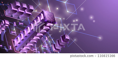 Isometric big data concept, database. Abstract technology background. Hand drawn vector illustration. 110815166