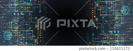 Abstract data gradient color background. Hand drawn digital technology concept. Vector 110815173