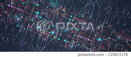 Abstract data gradient color background. Hand drawn digital technology concept. Vector 110815176