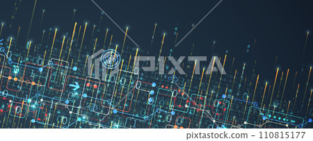 Abstract data gradient color background. Hand drawn digital technology concept. Vector 110815177