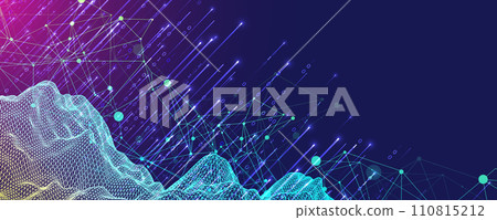 Big Data. Abstract digital futuristic wireframe vector illustration on technology background. Data mining and management concept. Hand drawn art. 110815212