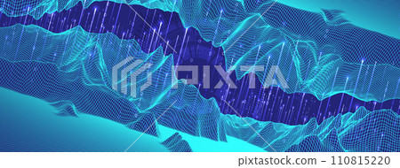 Big Data. Abstract digital futuristic wireframe vector illustration on technology background. Data mining and management concept. Hand drawn art. 110815220