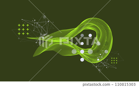 The abstract wave is made in a frame style. Template for science and technology presentation. Hand drawn vector art. The abstract wave is made in a frame style. Template for science and technology presentation. Hand drawn vector art. 110815303