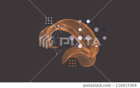 The abstract wave is made in a frame style. Template for science and technology presentation. Hand drawn vector art. The abstract wave is made in a frame style. Template for science and technology presentation. Hand drawn vector art. 110815304