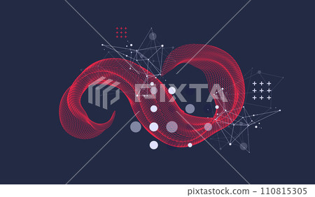 The abstract wave is made in a frame style. Template for science and technology presentation. Hand drawn vector art. The abstract wave is made in a frame style. Template for science and technology presentation. Hand drawn vector art. 110815305
