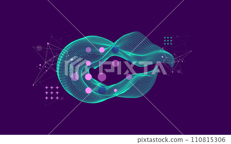 The abstract wave is made in a frame style. Template for science and technology presentation. Hand drawn vector art. The abstract wave is made in a frame style. Template for science and technology presentation. Hand drawn vector art. 110815306